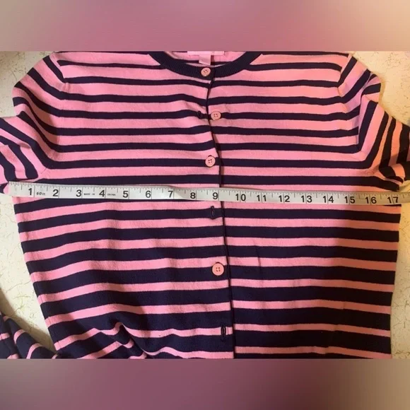 Lily Pulitzer Pink/Navy Stripe Cardigan - Picture 5 of 7